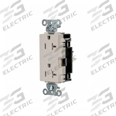 HUBBELL Receptacle: Decorator Duplex, 5-20, Light Almond, 125V AC, 20 A - General Purpose Receptacles