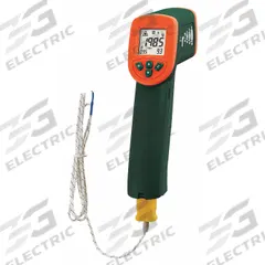 EXTECH Infrared Thermometer: IR267, Avg/Difference/Max Temp/Min Temp, Adj @ 0.05 to 1.00, -58°, CE. Key specifications — Features: Non-Contact Infrared Thermometer with High-Temperature Type-K Input; Testing Functions: Minimum Temperature; Temperature Alerts: High Temperature; Standards: CE; Resolution °F: 0.1°F; Manufacturer Part Number: IR267; Mounting Style - NEW: Handheld Only; Intrinsic Safety - NEW: Not Specified Intrinsically Safe.