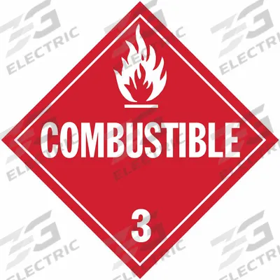 STRANCO Container Placard: Combustible, 10 3/4 in x 10 3/4 in, 10 3/4 in Label Ht - Class 3: Flammable Liquids