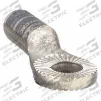 FUSION One-Hole Lug Compression Connector: Locking Lug, Crimp/Lug, Copper, 6 ga, Gray, Straight (MPN 4906F). Key specifications — Shape: Straight; Raised Pads: Yes; Lug Type: Locking Lug; Contact Material: Copper; Gauge: 6 ga; Stud Size: 3/8 in; Color: Gray; Brand: FUSION.