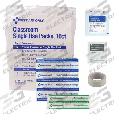 FIRST AID ONLY Child Response Kit: Gen Purpose, 24 People Served, 9 Components - Classroom First Aid Kits