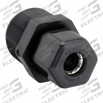 PARKER Compression Fitting Adapter: 3/8 in OD x 1/2 in Pipe Size, Compression x MNPTF - Polypropylene Compression Tube Fittings