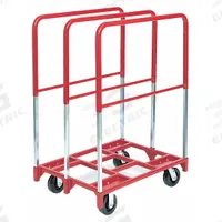 RAYMOND PRODUCTS Panel Truck: 2,400 lb, Red, 38 1/2 in L x 27 1/2 in W x 45 in H Deck, 3 Rails, Open (MPN 3829). Key specifications — Color: Red; Caster/Wheel Configuration: (2) Swivel; Brand: RAYMOND PRODUCTS.