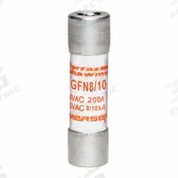 MERSEN Fuse: GFN Series, Midget, Time-Delay, 800 mA, 250 V AC, 13/32 in x 1 1/2 in, Indicating (MPN GFN8/10). Key specifications — Series: GFN; Brand: MERSEN.