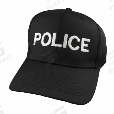 HEROS PRIDE Police Hat: Universal, Black with White Lettering - Brim Hats