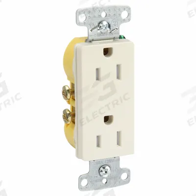 HUBBELL Receptacle: Decorator Duplex, 5-15, Light Almond, 125V AC, 15 A - General Purpose Receptacles