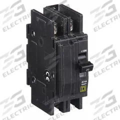 SQUARE D Miniature Circuit Breaker: 20 A, 120/240V AC, Single Phase, 22kA at 120/240V AC, 2 Poles (MPN QOU220VH). Key specifications — Phase: Single; Amps: 20 A; AC Voltage Rating: 120/240V AC; Max. AIR Rating: 22kA at 120/240V AC; For Use With: Air Conditioning and Refrigeration Equipment; Brand: SQUARE D.