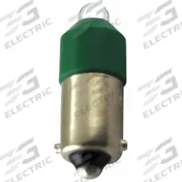 EATON Compact LED Bulb: LED, Miniature Bayonet (BA9s), (T) Tubular, T3-1/4, 60V AC/DC, 0.63 W Watt (MPN E22LED060GN). Key specifications — Light Color: Green; Voltage: 60V AC/DC; Brand: EATON; Bulb Shape: T3-1/4.