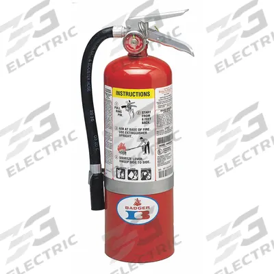 BADGER Fire Extinguisher: 5 lb Extinguisher Capacity, 3A:40B:C, Monoammonium Phosphate - Class ABC Fire Extinguishers