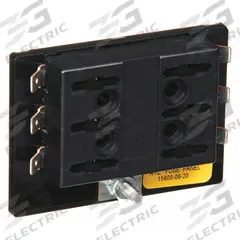 BUSSMANN Fuse Block: Open, 6 Pole, Bolt-Down Mounting, Quick Connect Termination, Automotive Blade (MPN 15600-06-20). Key specifications — Brand: BUSSMANN.