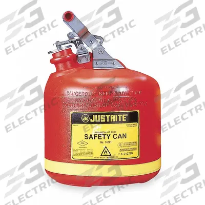 JUSTRITE Type I Safety Can: For Use With Flammables, 2 1/2 gal Capacity, Polyethylene - Flammable Liquids Safety Cans