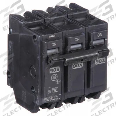 GE Miniature Circuit Breaker: THQL, 90 A, 120/240V AC, Three Phase, 10kA at 120/240V AC - THQP, THQL & THHQL Series, Plug-In GE Miniature Circuit Breakers