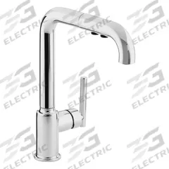 KOHLER Mid Arc Pull Out Kitchen Sink Faucet: Purist, Brass, Single-Post, Deck, 1 Mounting Holes, Arc (MPN K-7505-CP). Key specifications — Series: Purist; Brand: KOHLER.