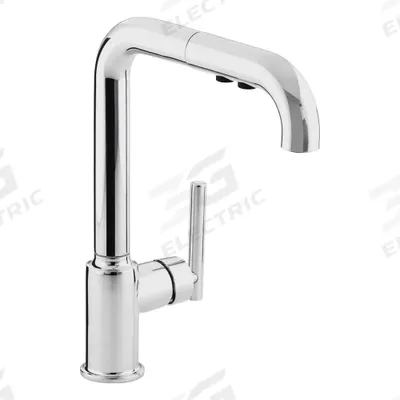 KOHLER Mid Arc Pull Out Kitchen Sink Faucet: Purist, Brass, Single-Post, Deck - Single-Post Kitchen Faucets