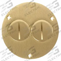 HUBBELL WIRING DEVICE-KELLEMS Floor Box Cover: Round, Gold, Brass, Brushed, 3 7/8 in Dia. x 1/8 in H (MPN S3725). Key specifications — Brand: HUBBELL WIRING DEVICE-KELLEMS; Color: Gold; Cover Shape: Round; Finish: Brushed; Material: Brass.