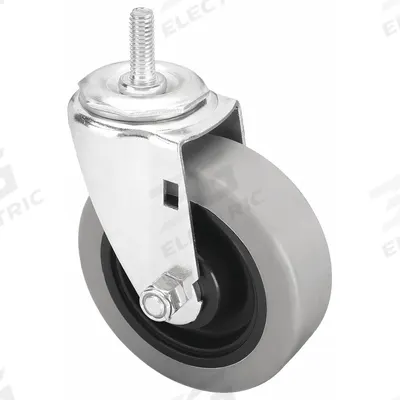 APPROVED VENDOR Stem Caster: Swivel, 4 in Wheel Dia., 1 1/4 in Wheel Wd, Rubber - Standard Threaded Stem Casters