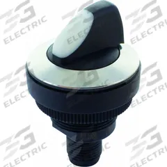MURRELEKTRONIK Selector Switch: 30 mm Panel Mounting Size, 2 Positions, Short Lever, 2NO (MPN 69121). Key specifications — AC Contact Rating: 0.1 A @ 35 V; Action: Maintained/Maintained; DC Contact Rating: 0.1 A @ 35 V; Key Removal Position: Center; Operator Head Material: Plastic; Operator Head Type: Short-Handled Knob; Operator Illumination: Non-Illuminated; Switch Function @ 1st Position: Off.