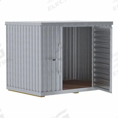 APPROVED VENDOR Storage Shed: 109 in W x 77 in D x 85 in H, 409.6 cu ft, Gray - Steel Forkliftable with Flat Roof Sheds