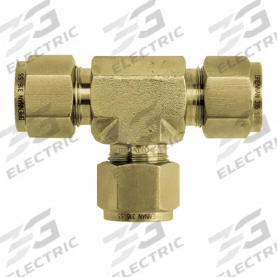 BRENNAN INDUSTRIES Compression Tee Fitting: 1/2 in OD x 1/2 in OD x 1/2 in OD Size - Clean & Bagged Double-Ferrule Brass Compression Fittings