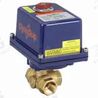 DYNAQUIP CONTROLS Electrically Actuated Three-Way Ball Valve: 3/4 in, Brass, 12V DC/24V AC/DC (MPN EYHG4AUE20H). Key specifications — Included Mounting: ISO 5211 Actuator Mounting Pad; Brand: DYNAQUIP CONTROLS; Actuator Features: Thermal Overload Protection.