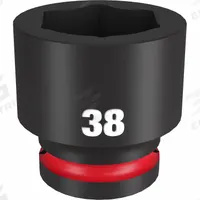 MILWAUKEE Standard Impact Socket: 3/4 in Drive Size, Metric, 38 mm Socket Size, 6-Point, Std (MPN 49-66-6376). Key specifications — attr1215501: MILWAUKEE; attr1215515: Black Phosphate; attr1215518: 38 mm.