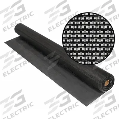 PHIFER Replacement Screen: Polyester, Black, 17 x 14 Mesh Size, 4 ft Wd - Polyester Door and Window Screen