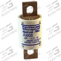 Semiconductor Fuse: A30QS Series, Fast-Acting, 100 A, 300 V AC, 300 V DC DC Volt Rating (MPN A30QS100-4). Key specifications — Series: A30QS; Brand: MERSEN; Voltage Type: AC/DC.