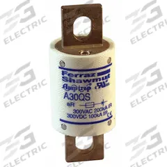 Semiconductor Fuse: A30QS Series, Fast-Acting, 100 A, 300 V AC, 300 V DC DC Volt Rating (MPN A30QS100-4). Key specifications — Series: A30QS; Brand: MERSEN; Voltage Type: AC/DC.