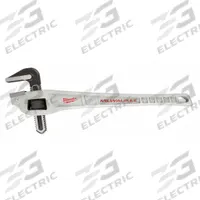 MILWAUKEE Offset Pipe Wrench: Aluminum, 2 in Jaw Capacity, Serrated, 18 in Overall Lg, Ergonomic (MPN 48-22-7185). Key specifications — attr309808: Ergonomic; attr309815: Aluminum; attr324941: MILWAUKEE.