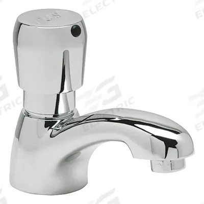 ZURN Low Arc Bathroom Faucet: AquaSpec, Single-Post, Brass, Chrome Finish, 1 gpm Flow Rate - Single-Post Push-Button Metering Bathroom Faucets