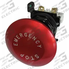 EATON Mushroom Head Push Button: Non-Illuminated, Mushroom Head Profile, Metallic, 30 mm, 1NO/1NC (MPN E34JB2N8-1X). Key specifications — Brand: EATON; Action: Momentary; Series: E34; Push Button Material Type: Metallic.