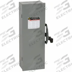 SQUARE D Safety Switch: Non-Fusible, 60 A, Three Phase, 240V AC, Galvanized Steel, Indoor (MPN DTU322). Key specifications — attr867131: SQUARE D.