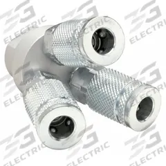 SPEEDAIRE Air Gun Manifold: Aluminum, (3) 1/4 in Automotive Couplers/Manifold, 3 in Overall Lg (MPN 22YK98). Key specifications — attr75063: 1/4 in FNPT; attr78199: Air Gun Manifold; attr75054: 22YK98; attr75057: SPEEDAIRE; attr75069: (3) 1/4 in Automotive Couplers; attr75074: Aluminum; attr75085: 1/4 in FNPT.