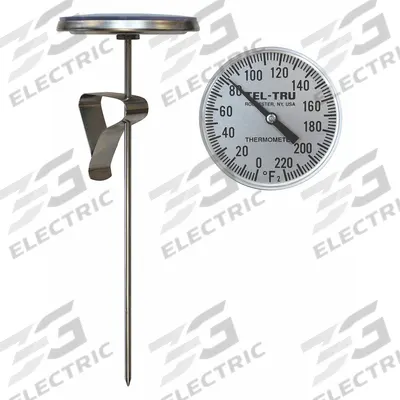 TEL-TRU Clip On Thermometer: 50°F to 500°F, +/- 1% Accuracy, 12 in Stem Lg - General Purpose Dial Pocket Thermometers