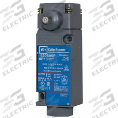EATON Plunger Limit Switch: Plunger Actuator, Maintained, Metallic, 8 ozf Op Force - Min, Plunger (MPN E50AH16P). Key specifications — Manufacturer Part Number: E50AH16P; Brand: EATON; Electrical Connection: 8 ft Cable; Action: Maintained; Series: E50; Body Material Type: Metallic; Actuator Type: Plunger.