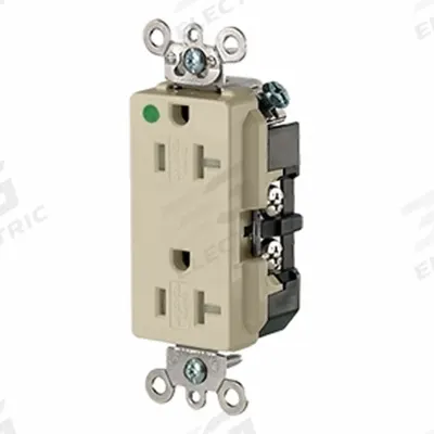 LEVITON Straight Blade Decora Duplex Receptacle: Hospital Grade, Duplex, 5-20R - General Purpose Receptacles