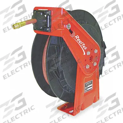 REELCRAFT Spring Return Hose Reel: 25 ft (1/4 in I.D.), 1/4 in MNPT, 300 psi Max Op Pressure - Lightweight Air or Water Spring-Return Hose Reels
