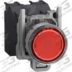 SCHNEIDER ELECTRIC Illuminated Push Button: 22 mm, Metallic, Flush Profile, 1NC (MPN XB4BP483BM5GEX). Key specifications — Manufacturer Part Number: XB4BP483BM5GEX; Product Type: Push Button Operators; Series: XB4; Brand: SCHNEIDER; AC Contact Rating: 6 A @ 120 V; Action: Momentary; DC Contact Rating: 0.27 A @ 250 V; Operator Illumination: Illuminated.