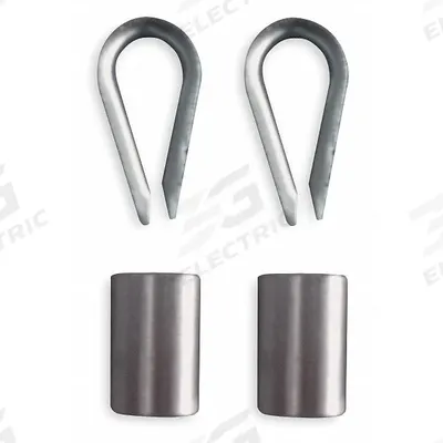 Dayton Wire Rope Stop Sleeve and Thimble Kit: 5/16 in Compatible Rope Dia - Clip & Thimble Kits