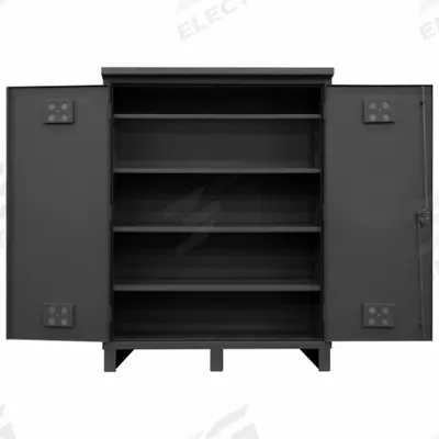 DURHAM MFG Storage Cabinet: 60 1/2 in x 24 in x 78 in, Swing Handle & Padlock Hasp - Outdoor Industrial Shelf Cabinets
