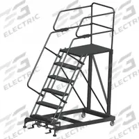 BALLYMORE Mobile Work Platform: 5 ft Platform Ht - Max, 36 in x 36 in, Steel, 800 lb Load Capacity (MPN SEP6-3636). Key specifications — Mobility: Rolling; Brand: BALLYMORE; Color: Gray; Height Adjustability: Fixed Height; Includes Handrails: Handrails Included; Locking Mechanism: Foot-Activated Step Lock; Handrails: Includes Handrails.