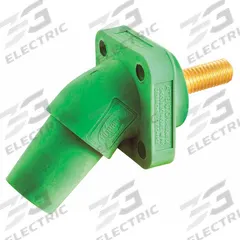 Single Pole Receptacle: Green, Angled Taper Nose Mating, Threaded Stud Termination, 600V AC/600V DC (MPN HBLFRASGN). Key specifications — Series: 16; Receptacle Gender: Female; Brand: HUBBELL.