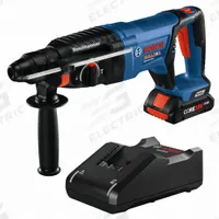 BOSCH Cordless Rotary Hammer: D-Handle, 18V DC, SDS-Plus, 2 5/8 in max, 8.0 Ah, 1.9 ft-lb, 4,350 bpm (MPN GBH18V-26DK15). Key specifications — attr113858: 18V DC; attr113796: BOSCH; attr113808: 0 bpm to 4,350 bpm; attr113803: Yes; attr113838: Hammer and Rotate; attr113809: Yes; attr113815: (1) Charger.