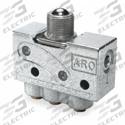 ARO Manual Air Control Valve: 200, Three-Way / Two-Position, Roller, Black - ARO 200 Series Manual Air Control Valves