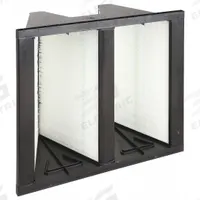 GRAINGER V-Bank Air Filter: 20 in x 24 in x 12 in, Fiberglass, Single Header, 2 Vs, MERV 14 (MPN 4DKY4). Key specifications — Brand: GRAINGER; Frame or Header Material: Plastic; Media Material: Fiberglass; Filters Out: Insecticide Dust.