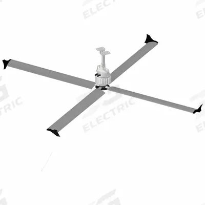 SKYBLADE Ceiling Fan: 78,073 cfm Airflow, 14 ft Blade Dia, Variable Speeds, 120V AC - Industrial HVLS Ceiling Fans