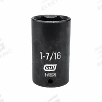 GEARWRENCH General Purpose Impact Sockets: 1/2 in Drive Size, SAE, 1 7/16 in Socket Size, 6-Point (MPN 84563N). Key specifications — attr1215501: GEARWRENCH; attr1215515: Black Oxide; attr1215518: 1-7/16 in.
