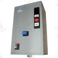 EATON IEC Magnetic Motor Starter: Non-Reversing, 3 Poles, Electronic Protection, 25 A, 120V AC (MPN ECX09G1AHA-R63/D). Key specifications — Brand: EATON; Pilot Lights Included: None; Auxiliary Contacts Included: 1NO/1NC.