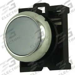 EATON Flush Push Button: 22 mm Mounting Size, Non-Metallic, Momentary (MPN M22M-DL-W). Key specifications — Brand: EATON; Action: Momentary; Series: M22; Push Button Material Type: Non-Metallic.