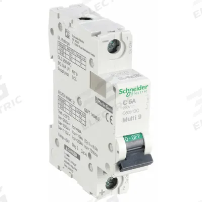 SCHNEIDER Supplementary Protector: 5 A Amps, 250V DC, 5kA at 250V DC, Lug, C60H-DC - DC-Only Rated, 1-Pole UL1077 DIN Rail-Mount Supplementary Protectors